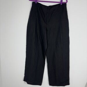The Limited Womens Linen Blend Pants Size 14 Black Wide Leg High Waist Office‎